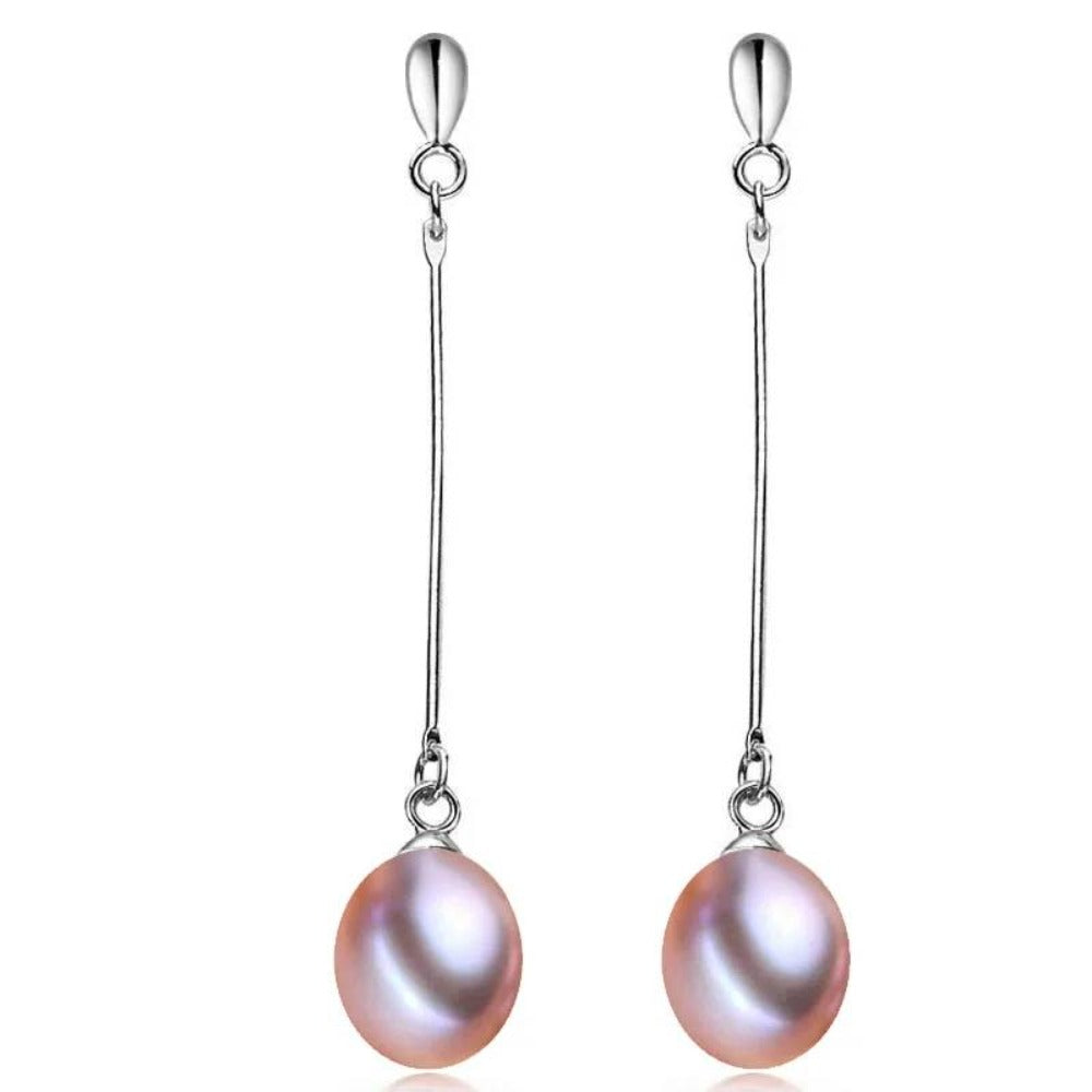 Stunning Genuine Freshwater Pearl Dangle Earrings-4
